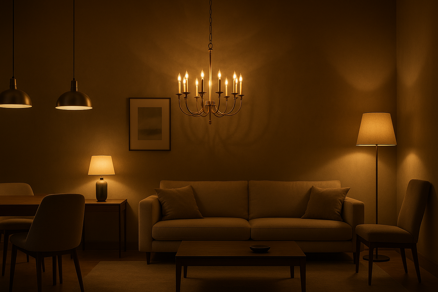 um ambiente de decoraação de interiores para baner da pagina principal da loja em computador com enfase em luminárias